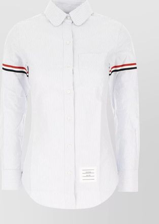 Thom Browne cotton shirt with embroidered stripes and pocket