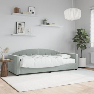 vidaXL Sof&aacute; Cama Con Colch&oacute;n Terciopelo Gris Claro 80x200 Cm Vidaxl