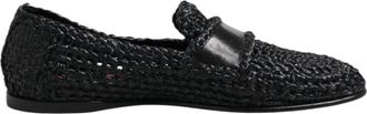 Dolce & Gabbana Black Woven Leather Slip On Loafers Men Mens Shoes