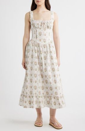 BDG Gabriette Floral Tie Front Maxi Dress in Pink Floral at Nordstrom, Size X-Small