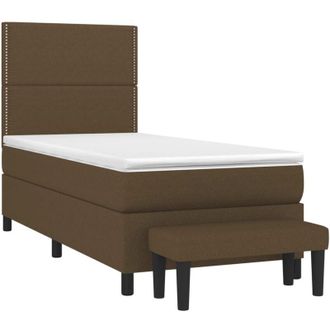 vidaXL Vidaxl - Cama Box Spring Con Colch&oacute;n Tela Marr&oacute;n Oscuro 90x190 Cm