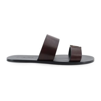 Saint Laurent Sliders, male, Brown, Size: 10 1/2 US Cassandre Sandals