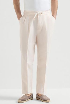 Brunello Cucinelli Trousers with drawstring in Off-White at Nordstrom, Size 52 It