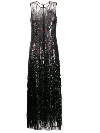 Pucci floral motif sequin gown - women - Polyamide/Elastane - 44 - Black