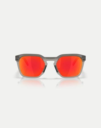 Oakley Hstn - Occhiali da sole squadrati color grigio fumo opaco con lenti arancioni a specchio