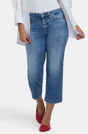 NYDJ Piper Button Fly Crop Straight Leg Jeans in Washed Crystal at Nordstrom, Size 12