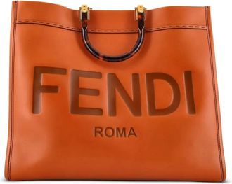 Fendi Sunshine Shopper Leather Large tote bag - Bruin