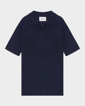 Nn.07 Mens Ryan Cotton-Linen Polo Shirt