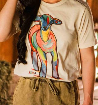 Bella + Canvas Pop Of Color Lamb Graphic Tee In White