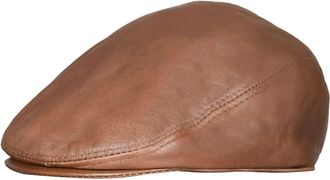 TruClothing Real Leather Flat Cap Ivy Newsboy Peaked Golf Cabbie Hat
