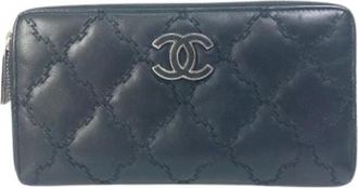 Chanel Pre-owned Lange portemonnee (bi-fold) - Dames - Vintage Accessoires - Zwart - ONE Size - Leer - Vintage