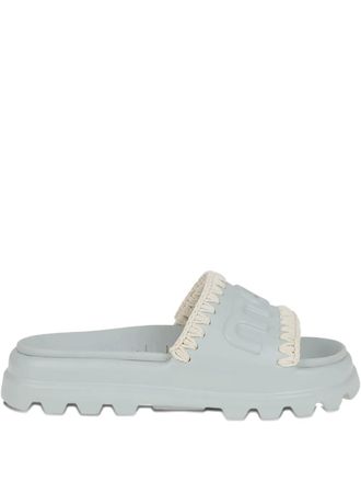 Mou logo-embossed slides - women - Leather/Rubber/Rubber - 39 - Blue