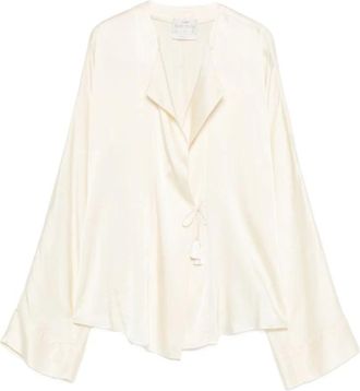 Forte_Forte Silk Satin Shirt - Dames - Blouses - Wit - XS - Satijn - Overhemden