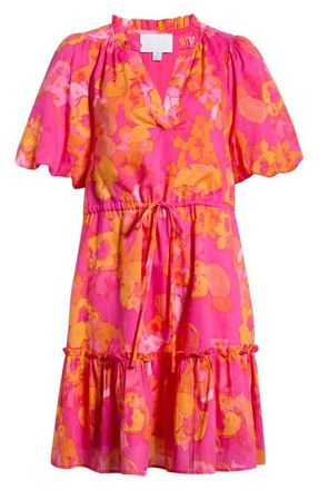 Sugarlips Elaris Floral Noella Shift Minidress in Fuchsia-Orange-Multi at Nordstrom, Size X-Large