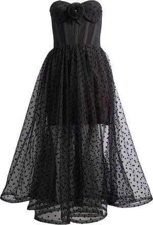 Helsi Valen Flocked Strapless Party Dress in Black at Nordstrom, Size X-Small