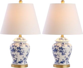 Jonathan Y Designs Penelope 22 French Country Cottage Ceramic/Iron Chinoiserie Ginger Jar LED Table Lamp in Blue/white at Nordstrom