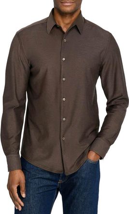 Brooklyn Brigade Solid Mapleton Luxe Cross Dyed Long Sleeve Shirt in Brown at Nordstrom, Size Xx-Large