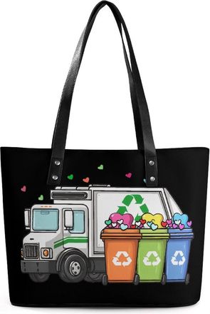 Generic Garbage Truck Trash Can With Load of Love Tote Bags for Women Cute Shoulder Purses Handbags
