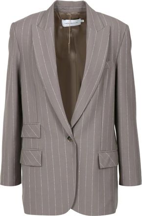 Simona Corsellini Pinstriped Wide Broeken - Dames - Blazers - Grijs - S - Wol - Jassen