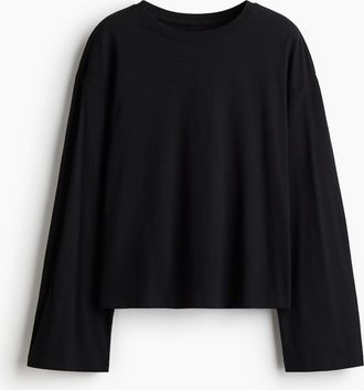 H&M Langarmshirt aus Baumwolle - Schwarz