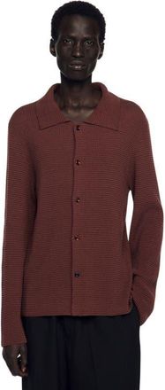 Sandro Waffle-knit shirt in Chocolate at Nordstrom, Size Xx-Large