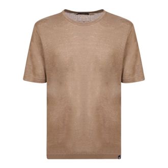 Lardini T-Shirts, male, Beige, S, Linen T-Shirt