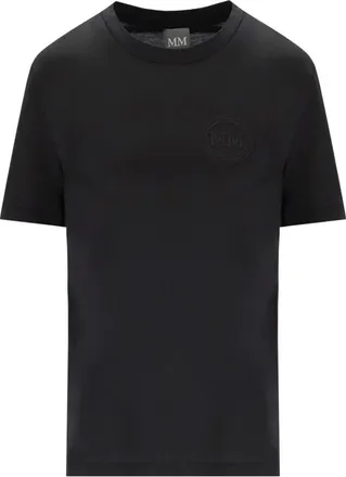 Max Mara Gattoni Logo Katoenen T-shirt Zwart - Dames - T-shirts - Zwart - L - Katoen - Tops