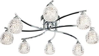 Netlighting Maple 8 Light Flush Light Chrome Moulded Clear Glass G9