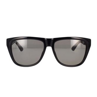 Gucci Sunglasses, male, Black, Size: 57 MM Rectangular Sunglasses with Gold Logo