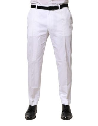 Dolce & Gabbana Mens White Cotton Dress Slim Formal Pants Elastane