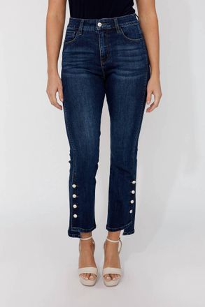 Frank Lyman Design Havilyn High Waisted Slim Leg Jeans In Dark Blue