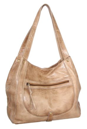 Nino Bossi Vintage Leather Organizer Satchel in Beige
