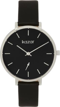 Kazar Zwart en zilveren horloge met lederen band - Dames - Horloges - Zwart - ONE Size - Accessoires