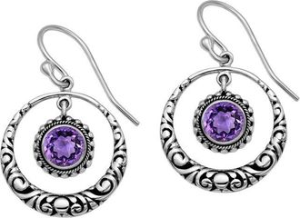 Samuel B. Silver 1.80 Ct. Tw. Amethyst Earrings