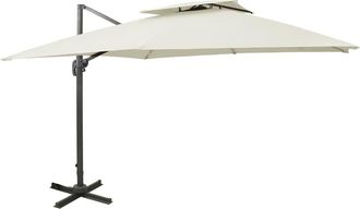 vidaXL Sombrilla Jard&iacute;n Voladiza Con Cubierta Doble Arena 300x300 Cm Vidaxl