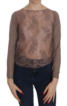 Pink Memories pink MEMORIES Lace See Through Long Sleeve Womens Top