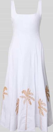 Staud Midikleid mit Motiv-Stitching Modell Wells in Weiss, Gr&ouml;&szlig;e 34