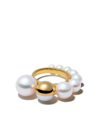 Tasaki 18kt yellow gold M/G TASAKI Shell ring - unisex - 18kt Yellow Gold/Freshwater Pearl - 4 1/4