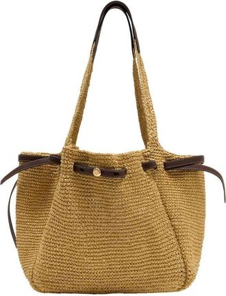 Tory Burch Raffia Straw Shoulder Bag Beige