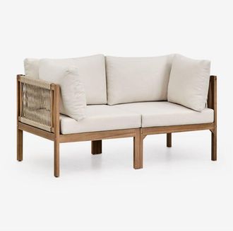 Sklum Sklum - Sof&aacute; Modular De 2 Piezas Con Reposabrazos En Madera De Acacia Branson