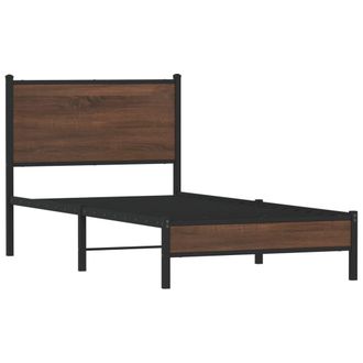 vidaXL Estructura De Cama Sin Colch&oacute;n Metal Marr&oacute;n Roble 75x190 Cm Vidaxl