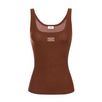 Elisabetta Franchi Dames, Tops, Bruin, Maat: XL Wol