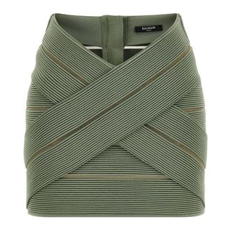 Balmain Stretch Viscose Mini Skirt - female - Balmain - Short Skirts - Green - XS - Skirts