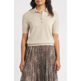 BOSS Fidenka Virgin Wool Polo Sweater in Light Beige at Nordstrom Rack, Size Small