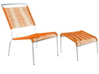 Schubiger M&ouml;bel Spaghetti-Lounger-Hochlehner + Hocker S&auml;ntis