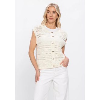 Notre-V Nv-Hettina Cardigan - Dames - Vesten - Beige - XL - Linnen - Truien & Vesten
