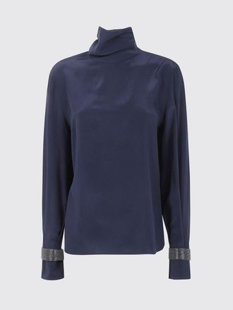 Brunello Cucinelli Blusa Brunello Cucinelli in seta con monile nickel-free