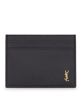Saint Laurent TINY CASSANDRE HAMMERED LEATHER CARD HOLDER - Saint Laurent - Man