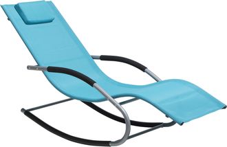 Beliani Beliani - Tumbona Mecedora De Jard&iacute;n De Acero Azul Turquesa Con Coj&iacute;n Para La Cabeza Carano
