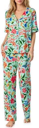 Room Service PJs Print Long Pajamas in Teal/Print at Nordstrom, Size X-Small